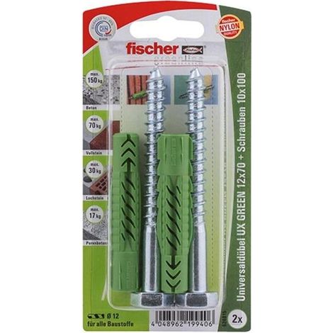 Fischer 2x Taco Universal UX GREEN 12x70 S con tornillo - 524815