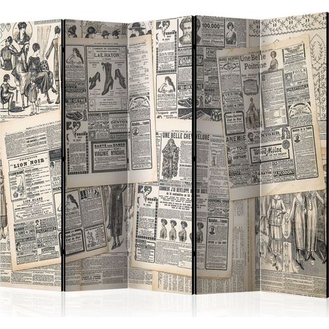Paravento - Vintage Newspapers II [Room Dividers] - 225x172 (1/4)