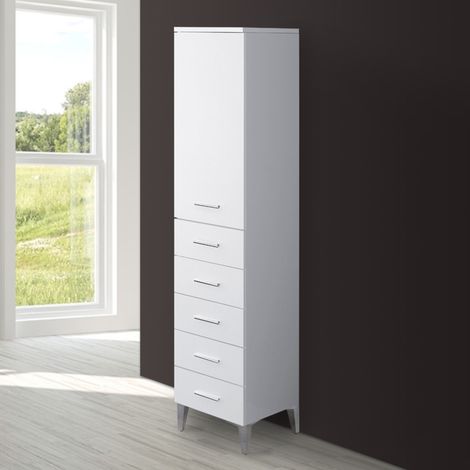 Mobile da Bango Alto Colonna Singola 5 Cassetti 1 Anta Bianco Feridras (1/5)