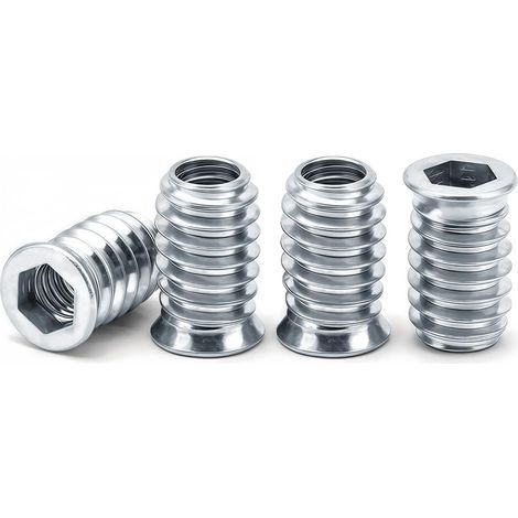 40 Pièces M4 écrou Hexagonal Fileté, Insert Fileté Bois M4 X 15mm écrous à Visser Argent Manchons à Visser Galvanisés pour Meubles en Bois (1/5)