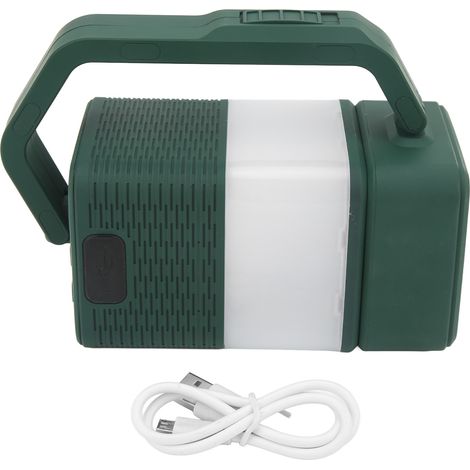 Lampe rechargeable Bluetooth intégré, lanterne camping extérieur, lumière urgence verte, haut-parleur portable nuit. (1/5)