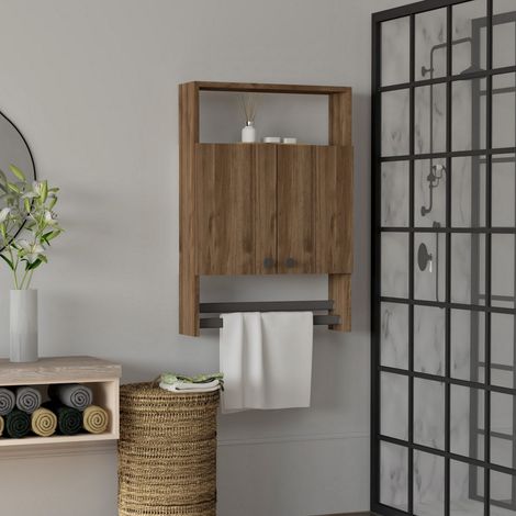 Mobile Pensile Tanagro, 2 Ripiani, Apertura Battente, 2 Ante, 60x87h cm Marrone Noce (1/3)