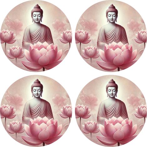 4 dessous de verres roses sagesse de bouddha Cbkreation