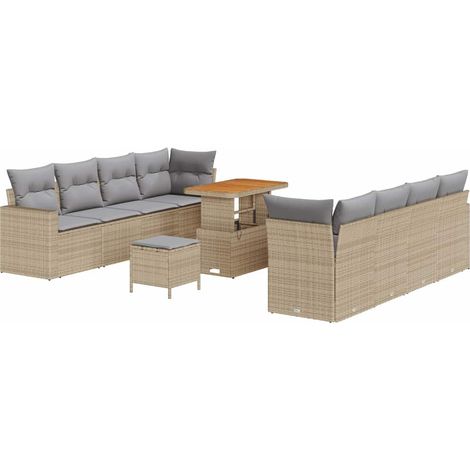 Maison Exclusive - Gartensofa-set 11 pcs Beige Poly-Rattan