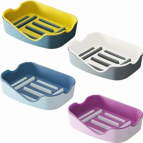 Seifenschale - Seifenhalter Mit Saugnapf Ohne Bohren - Für Dusche Bad Küche - Wasserdicht PP-Kunststoff - 4 Stück (1/5)