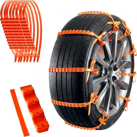 Lot de 40 chaînes à neige universelles nylon, réutilisables, hiver, voiture SUV utilitaire, orange (1/5)