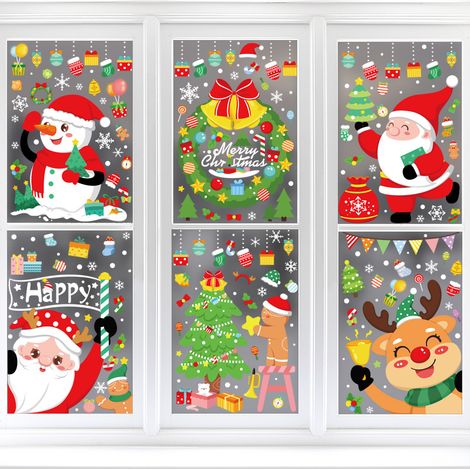 Autocollant Fenêtre Noël - Repositionnable - Pour Vitre Miroir Porte En Verre - Lot de 12 (1/5)