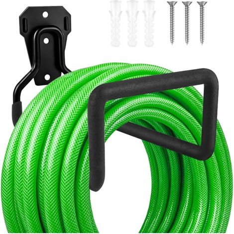 Supporto per tubo da giardino, supporto per tubo da giardino in metallo resistente, avvolgitubo, organizzatore per attrezzi da garage e giardino, ganci universali da parete