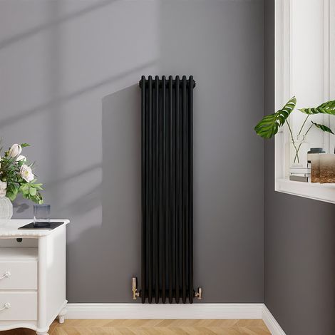 Biubiubath Traditional Cast Iron Style Radiator Vertical 4 Column Black 1500x380mm
