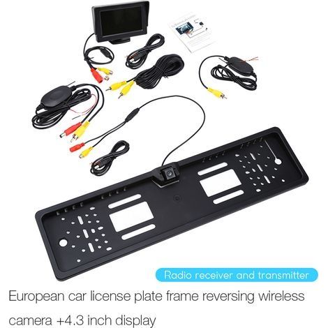 Caméra de recul sans fil caméra plaque d'immatriculation de voiture 170 degrés 4.3 moniteur de voiture TFT (1/5)