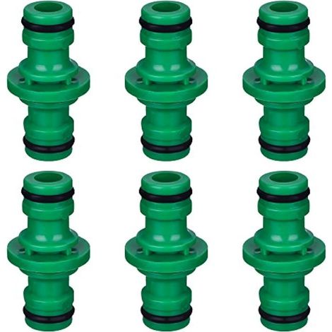 6 Connecteurs Mâles Doubles pour Tuyau d’Arrosage – Raccords Universels en Plastique Vert – Compatible avec Tous Systèmes d’Irrigation (1/5)