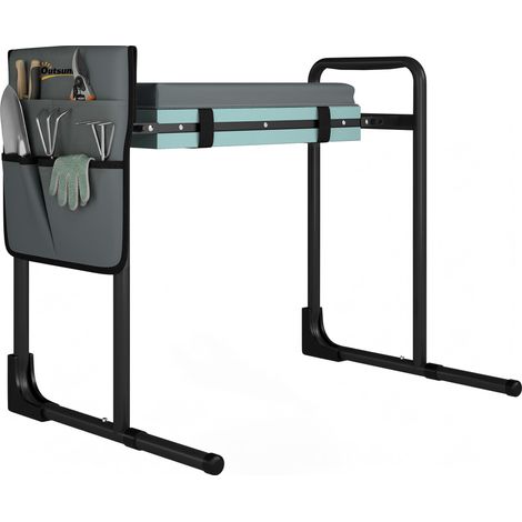 Tabouret de jardin pliable agenouilloir de jardin avec coussin rembourré en mousse EVA, poches à outils, gris foncé (1/5)