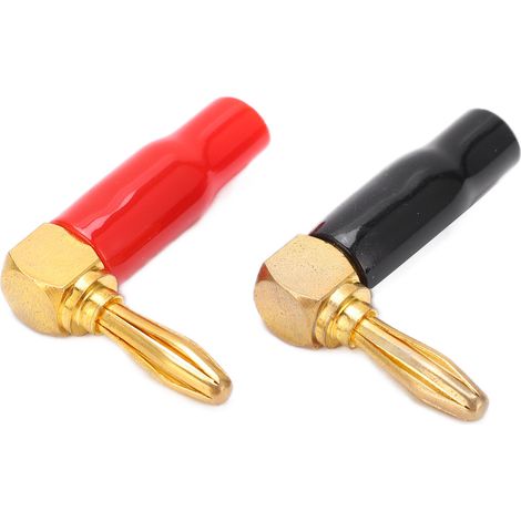 Lot de 2 fiches bananes coudées à 90° U45 4 mm, rouge et noir. (1/5)