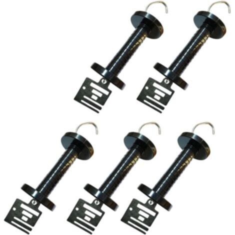 Set of 5 insulated spring-loaded handles for electric fencing, lightweight and portable, accessories for agricultural fencing and ranches (1/5)