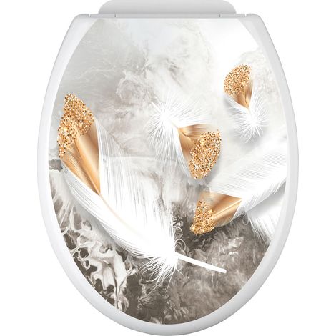 Stickers Abattant WC - Plumes - 35x43 cm - Adhésif BRILLANT (1/2)