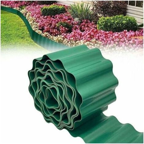 Vente chaude-Bordure de pelouse Flexible 9 m x 20 cm, Bordure de lit ondulée, Bordure de Tonte en Plastique, barrière Anti-Racine fiable, Bordure de lit de Bordure de pelouse(Vert),de dyk. (1/4)