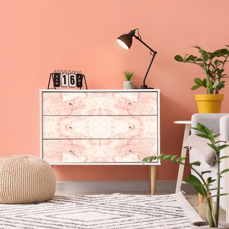Sticker marbre pour meuble rose et blanc 40 x 60 cm (1/5)