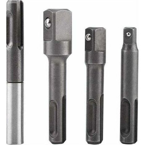 Adaptateur extension douille hexagonale, embout douille SDS Plus vers 1/4", embouts foret carrés 1/4", 3/8" et 1/2" en acier inoxydable et acier chrome-vanadium (1/4)