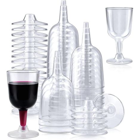 50 Pièces Verres à Vin En Plastique, 170ml Verres De Dégustation De Vin Transparents Gobelets à Vin De Fête Réutilisables Coupes à Dessert Pour Mousse Pudding Bière Champagne (12 x 6,5 cm) (1/5)