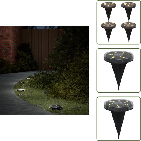 Solar-Bodenleuchten mit Erdspieß 4 Stk. Warmweiß - Solarlaterne - Gartenbeleuchtung - Außenscheinwerfer - LED-Strahler - Solarbetriebene Lampen (1/5)