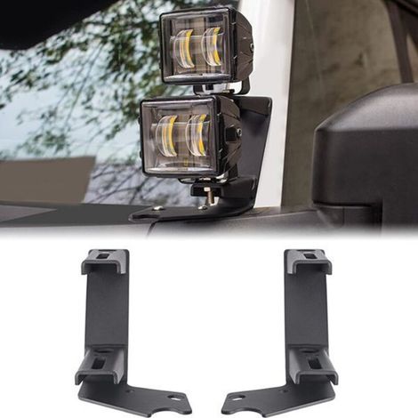 jeu. Couleur : Noir. Matériau : Métal. Support double couche pour montant A de voiture, support de montage pour projecteur LED de montant A. (1/5)