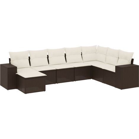 vidaXL Set Divani da Giardino 8 pz con Cuscini Marrone in Polyrattan (1/5)