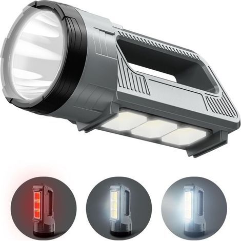 Superhelle, wiederaufladbare LED-Taschenlampe, leistungsstarke 6000 Lumen Outdoor-Notfalltaschenlampe (6 Modi), USB-Kabel, IPX4 wasserdichte Taschenlampe für Camping/Zuhause/Notfälle [Power] (1/4)