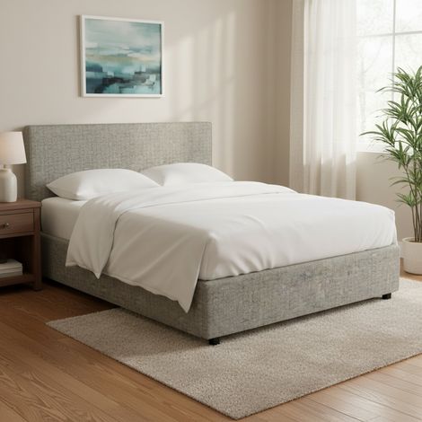Letto Matrimoniale Basildon, Sfoderabile, Contenitore Made in Italy, Grigio (1/4)