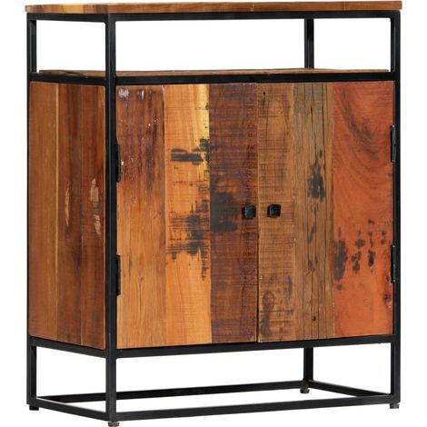 Aparador mueble consola 76 cm madera maciza recuperada y acero 4402059