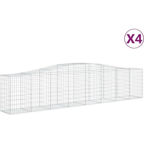 Paniers à gabions arqués 4 pcs  Mur en gabion 400x50x80/100 cm Fer galvanisé