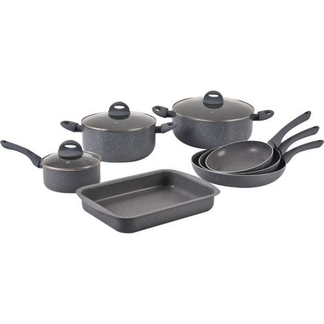 Batterie de cuisine 10 pièces Tous feux dont induction Gris Herzberg HG9016-GRY (1/5)