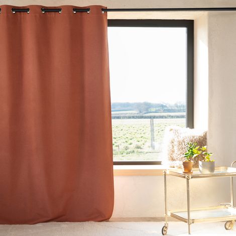 Rideau 100% occultant thermique phonique chiné MIDNIGHT Terracotta 135x260 cm