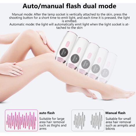 Épilateur Femme 5 Niveaux Double Modes Auto Manuel 999999 Flashs Portable Sans Fil Visage Aisselles Maillot (1/5)