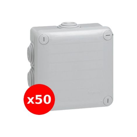 LEGRAND - LOT de 50 Bou00eetes de du00e9rivation u00e9tanche IP55 - 105x105x55 - Ru00e9f. : 092022x50 (1/2)