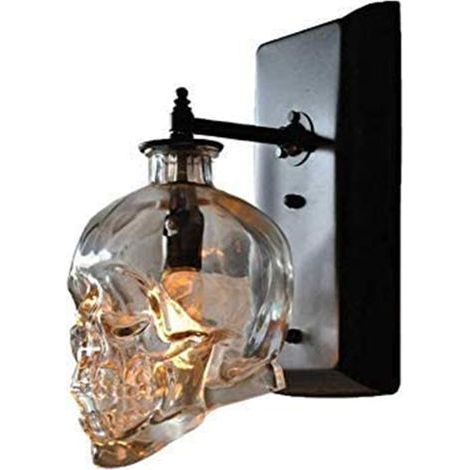 Lampe murale squelette style campagne vintage, décorative antique, pour loft, bar, couloir, Halloween, tête de squelette (1/5)
