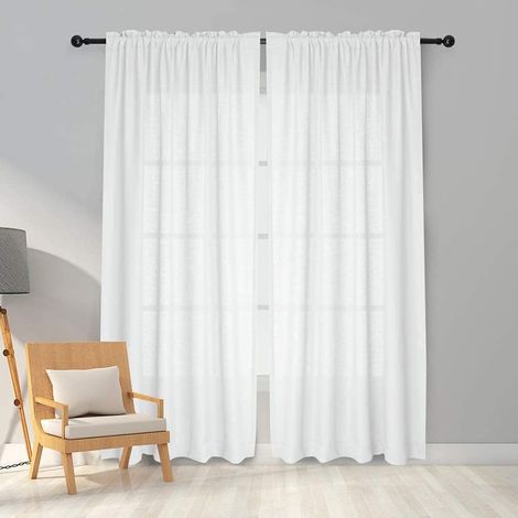 Lot de 2 Voilages Rideaux de Porte Chambre Intérieur Verticales à Oeillets pour Salon Moderne Blanc L 140 x H 260cm (1/5)