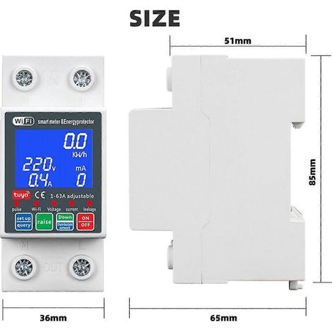 Nouveau disjoncteur intelligent photovoltaïque WTDZW-63A Tuya 220 V blanc (1/5)