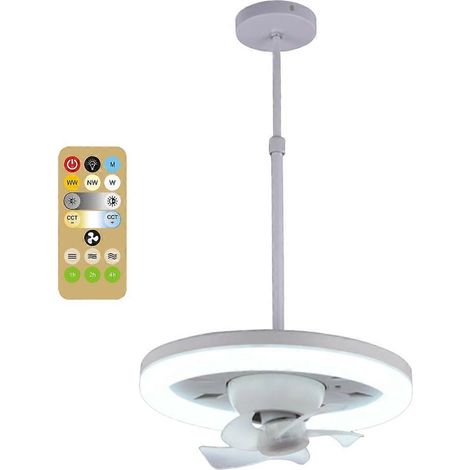 Teleskop-LED-Ventilator mit 2-adrigem Anschluss, 110 V/220 V, mit Fernbedienung, Timer und 360°-Drehung – 300 mm