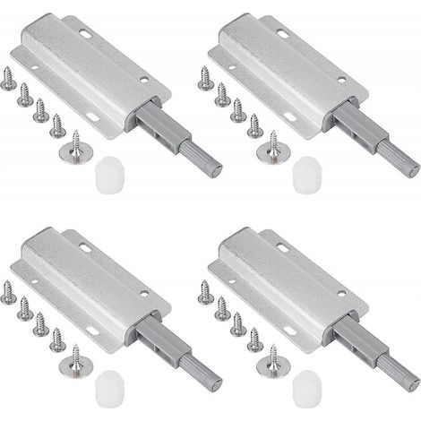 BEBUSINGOTO Lot de 4 loquets magnétiques pour ouvre-porte à pousser, ouvre-porte à pousser pour ouvrir, aimant pour ferme-porte magnétique à loquet à pousser (argent) (1/5)