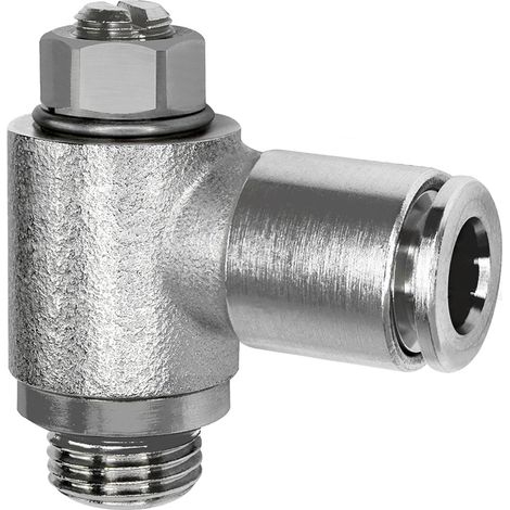 Riegler Drosselrückschlagventil, Zuluft, G 1/4, Steckverbindung 10, Schlitzschraube (1/4)
