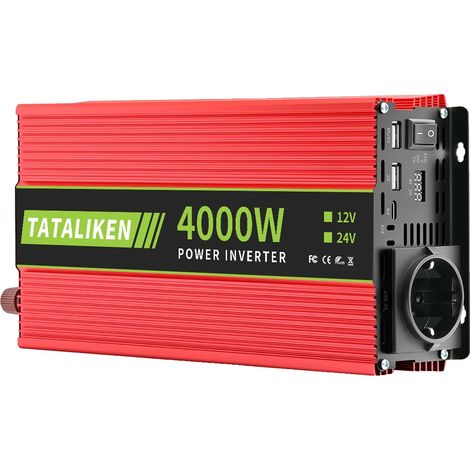 Inversor, salida de CA de 220 V, compatible con enchufe europeo, 4000 W - ROJO (1/2)