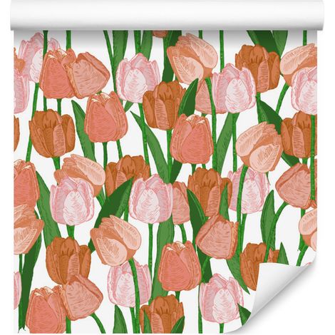 Papier peint vintage Tulipes printanières pour salon et chambre 50x1000 cm (1/5)