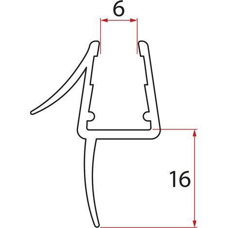 Joint inférieur pour porte, verre 6mm, 1000mm (1/3)