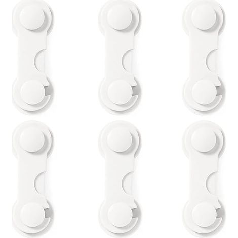 Seis topes para puertas que aseguran armarios, refrigeradores y gabinetes de cocina. Adhesivo fuerte, no requiere perforaciones. Aptos para cajones, refrigeradores, etc. (1/4)
