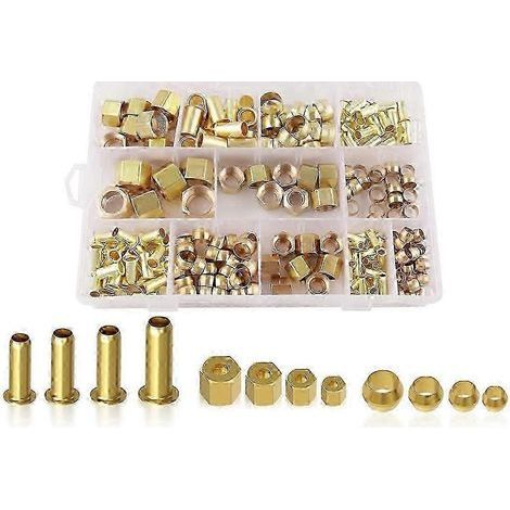 Kit de 220 raccords à compression en laiton, 4 tailles (1/4"/5/16"/3/8"/1/2"), connecteurs de plomberie (1/5)