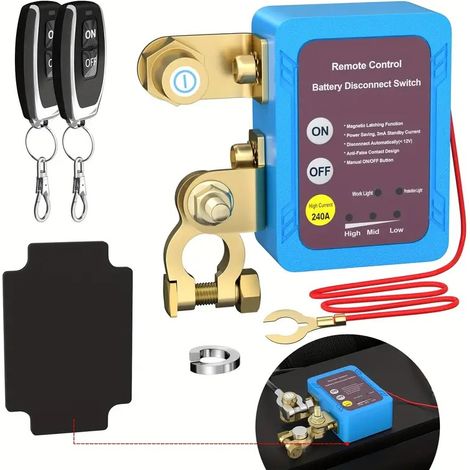 DC12V Fernbatterieabschaltung, Fernbatterieschalter, 12V 240A Batteriestromkreisabschaltung, Batterieschalterrelais, Auto-Aus-Schalter für Autocamping