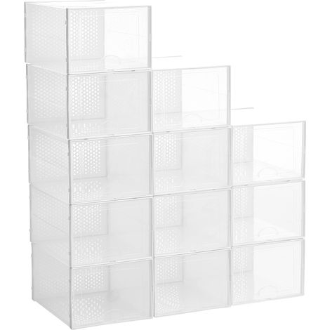 White 36cm 12pcs Clear Plastic Shoe Storage Boxes (1/5)