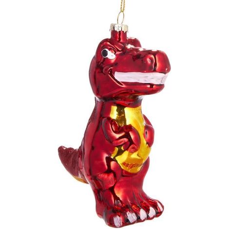 BRUBAKER T-Rex - Boule de Noël en verre peinte à la main - Figures de décoration amusantes - 12 cm (1/4)