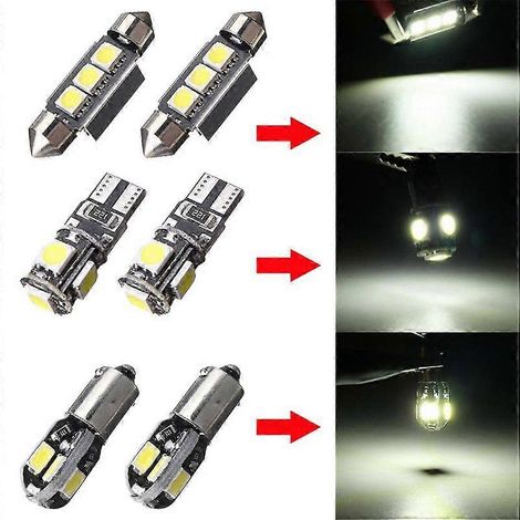 Kit de 20 bombillas LED para interior de coche: luz de techo, maletero, puerta y matrícula, superbrillantes, Canbus, sin errores. (1/3)