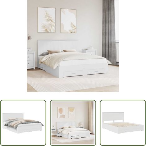 vidaXL Kopfteil Bett - Bettrahmen mit Kopfteil Weiß 160 x 200 cm Holzwerkstoff (1/5)